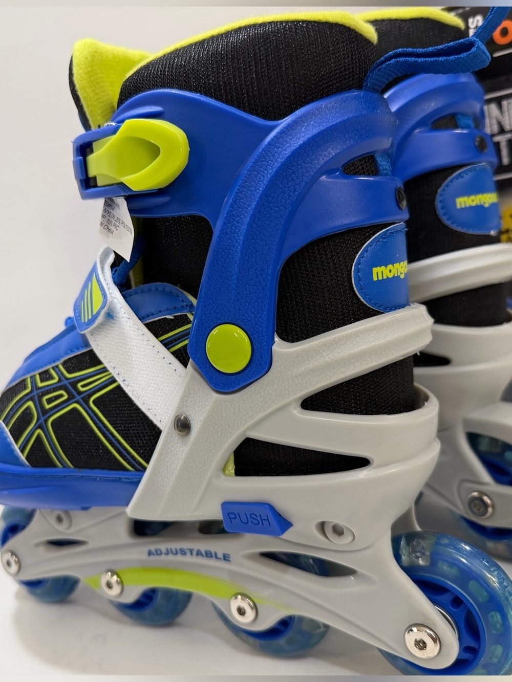 Mongoose Blue Kids Adjustable Inline Skates with Secure Straps and LED lights - Picture 6 of 16